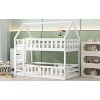Okak Twin Over Twin House Bunk Bed with Safety Fence & Door & Stairs Floor Bunk Bed Solid Wood for Kids, Girls, Boys Easy Assemble, White - 4 of 4