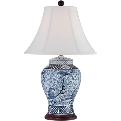 Barnes And Ivy Traditional Table Lamp, Blue And White Porcelain Temple Jar Table Lamp