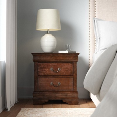 NicBex Elegant Nightstand With 3 Drawers Wooden Bedside Table End Table for Bedroom, Living Room