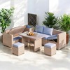 Mshliw 6-Piece Outdoor All-Weather PE Rattan Sofa Set with Adjustable Seating, Storage Box, and Glass Table for Patio, Garden, or Backyard - 2 of 4