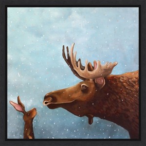 Amanti Art Moose and Rabbit by Lucia Stewart Canvas Wall Art Print Framed 16 x 16-in. - 1 of 4