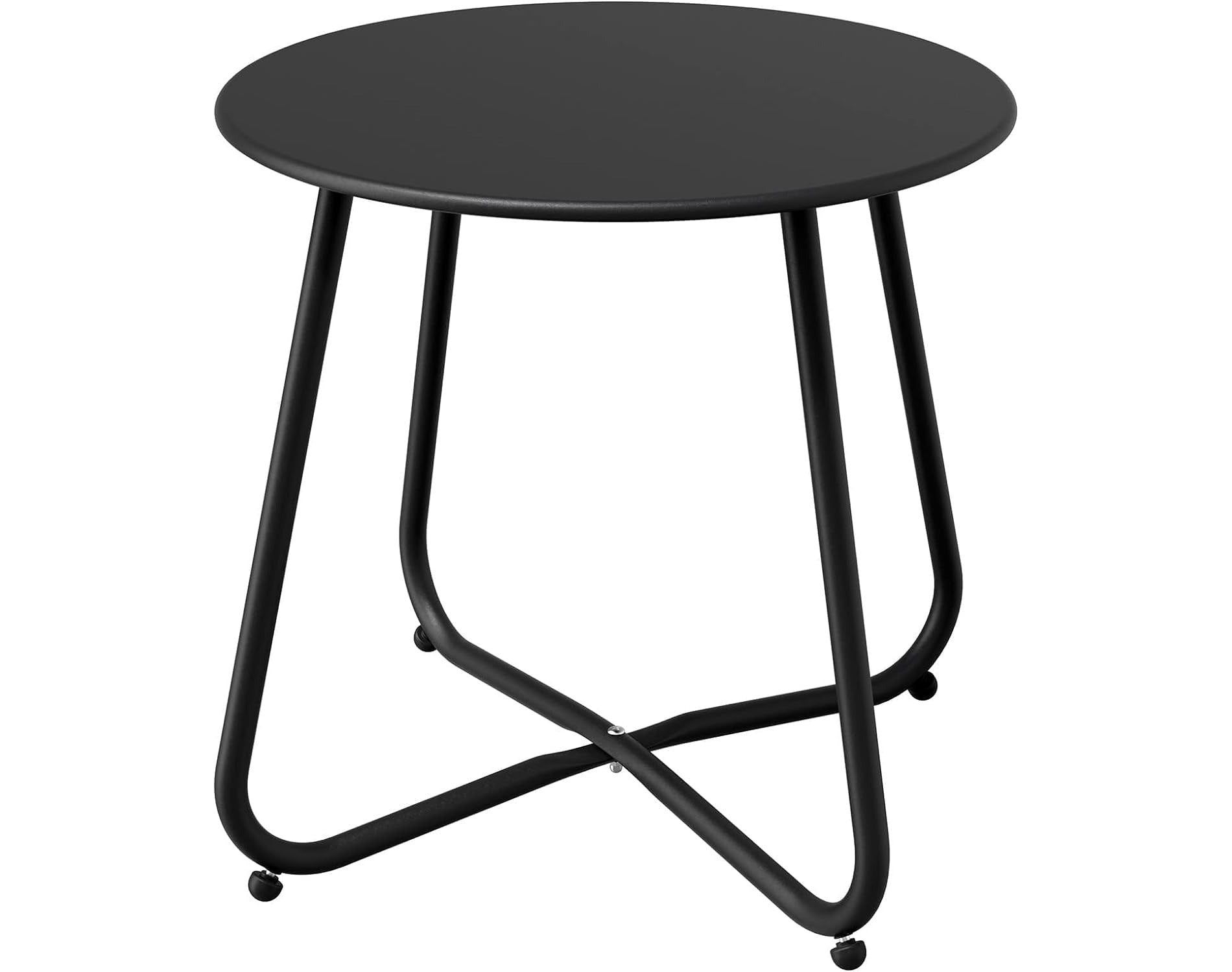 Senpuki Versatile Indoor & Outdoor End Table - 18" Round Side Table , UV & Rust Resistant Finish Black 17.75" W / 18" H