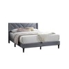 Royal Hampton Queen Size Bed, Modern X Channel Tufted Gray Velvet Upholstery - 4 of 4