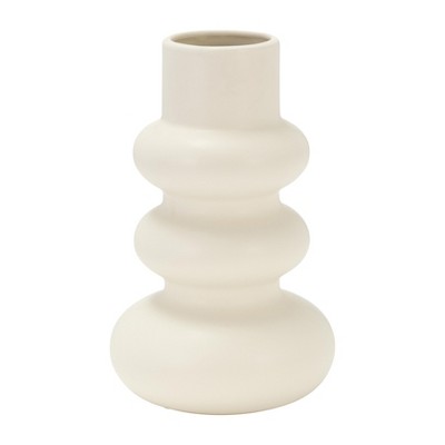 Sagebrook Home 9" Dolomite Stacked Vase Contemporary Abstract Stacked Sphere Cotton White