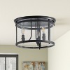 Dewdrop 3-Light Black Flush Mount Ceiling Light Fixture, Clear Glass Semi Flush Chandelier for Dining Room Hallway Entryway - 3 of 4