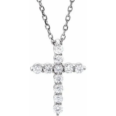 Pompeii3 1/4 Ct Diamond Cross 14k White Gold Pendant Necklace Lab Created