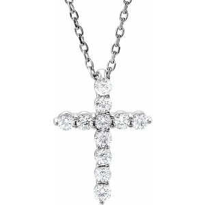 Pompeii3 1/4 Ct Diamond Cross 14k White Gold Pendant Necklace Lab Created - 1 of 4