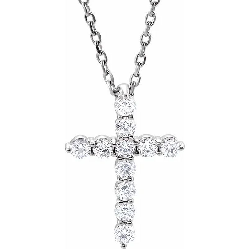 Pompeii3 1/4 Ct Diamond Cross 14k White Gold Pendant Necklace, 1 of 7