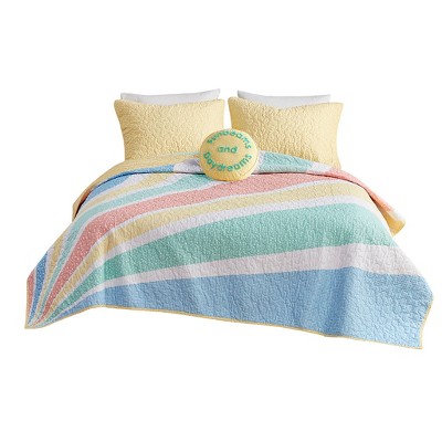Gracie Mills Arianell Vibrant Rainbow Sunburst Reversible Cotton Comforter Set