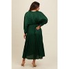 PinkBlush Forest Green Satin Pleated V-Neck Maternity Maxi Dress - 3 of 4