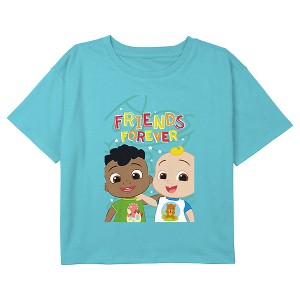 Girl's Cocomelon Friends Forever JJ and Cody Crop Top T-Shirt - 1 of 3