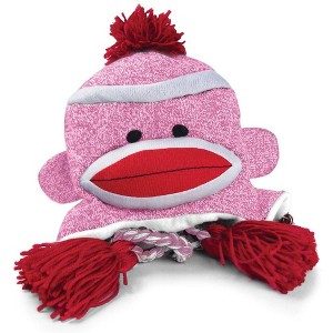 Pennington Bear Company The Original Sock Monkey Hat, Knit, Plush Material, Adult Size (Pink) - 1 of 3