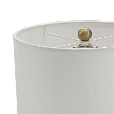 Tall Black Marble and Brass Buffet Lamp with White Shade