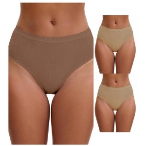INSPIRE CHIC Women's High Waisted Butt Lifter Briefs Tummy Control Underwear, Available in Plus Size 3 Packs - 1 of 4