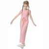 Girls Sleeveless Jumpsuits Scoop Neck Keyhole Back Soft Tank Jumpsuits Back Elastic Waist Wide Leg Jumpsuits with Pockets,Pink - 120 - 3 of 4