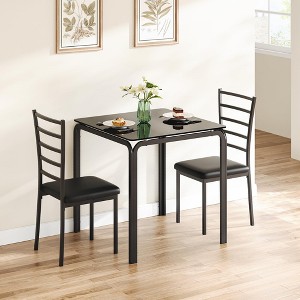 GustoWave Dining Table Set for 2 Person Seat, with 2 Upholstered Chairs - 1 of 4