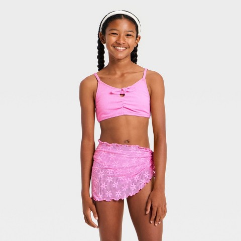 Art Class Girls' 3pc Spring Blossom Bikini Set - art class™ Pink L