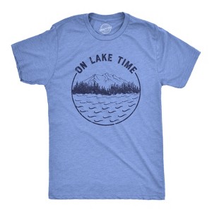 Mens On Lake Time T Shirt Cool Outdoor Camping Tee For Guys - Crazy Dog Men's T Shirt - 1 of 4