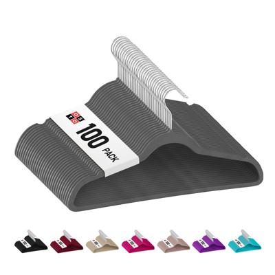 OSTO 100 Pack Premium Velvet Hangers, Non-Slip Adult Hangers with Pants Bar and Notches, Thin Space Saving 360-Degree Swivel Hook