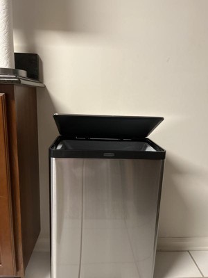 Rubbermaid FGST40SSPL 25 gal Square Metal Step Trash Can, 19L x 19W x  30H, Stainless