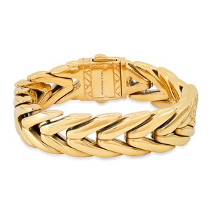 Steeltime Men's heavy oxydized 18k gold plated stainless steel wheat  chain bracelet - 1 of 4