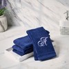 Creative Scents Navy Blue Fingertip Monogrammed Towels White Embroidered - 3 of 4