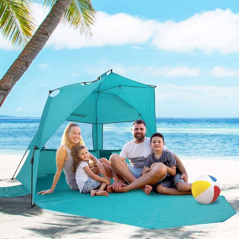 Alvantor Outdoor Automatic Pop-Up Sun Shade Canopy 3 People Beach Shelter Tent Turquoise, 3 of 12