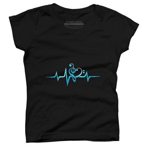 Girl's Design By Humans Music Clef Heart Beat Treble Base By BaoMinh T-Shirt - 1 of 2