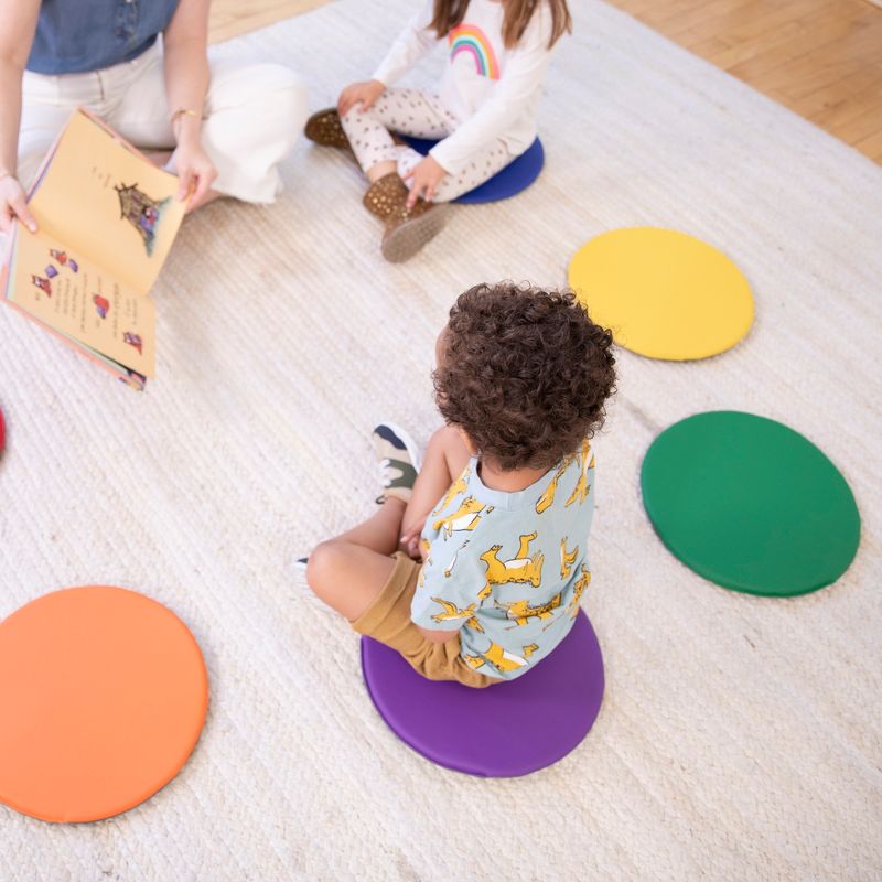 ECR4Kids SoftZone Colorful Floor Pads, Round Foam Cushions, Flexible Seating, 6-Piece, 6 of 10