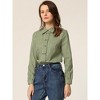 Allegra K Women's Turn Down Collar Plaid Button Up Long Sleeve Shirt - 2 of 4
