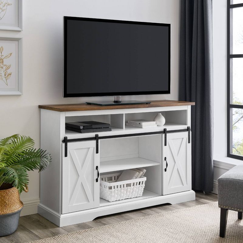 Transitional Sliding Barndoor Highboy TV Stand for TVs up to 58" - Saracina Home, 3 of 26