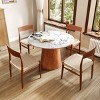 39" Modern Round Pedestal Dining Table with Glossy Faux Marble Top, Small Kitchen Table for 2-4,Indoor Small Bistro Table–The Pop Home - 3 of 4