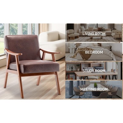 APRILSOUL Mid-Century Accent Chair - Solid Wood Frame, Thick Backrest, Wingback Lounge