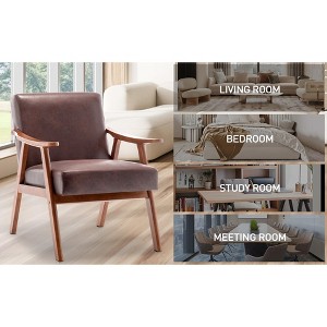 APRILSOUL Mid-Century Accent Chair - Solid Wood Frame, Thick Backrest, Wingback Lounge - 1 of 4