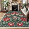 Floral Machine Washable Area Rugs for Living Room Bedroom Soft Non Slip Pastoral Rug Low Pile Botanical Floor Carpet for Kitchen Bathroom - 2 of 4