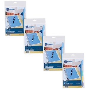 Avery Write & Erase Durable Plastic Mini Dividers for 3 Ring Binders and 7-Ring Binders, 5.5" x 8.5", 5-Tab Sets, Multicolor, 4 Sets (21982) - 1 of 4