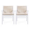 Outdoor Dining Chairs Set of 2, Acacia Wood Patio Armchair with Rope Design Back and Water Repellent Cushion, Light Brown, 400lbs Weight Capacity - 2 of 4