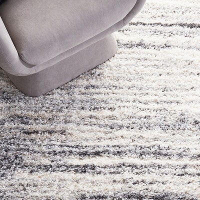 Fontana Ivory and Grey Shag Runner Rug