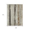 Beige And Charcoal Striped Washable Indoor Outdoor Area Rug - 3 of 4