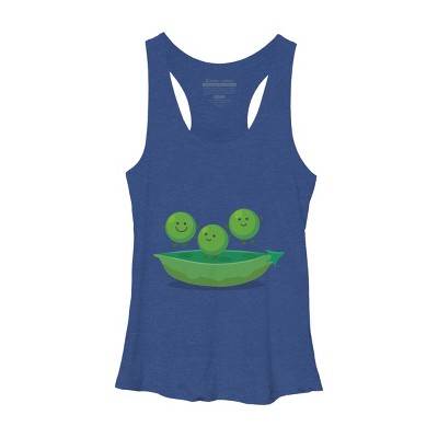 Women's Design By Humans Cute jumping peas in pod cartoon illustration By thefrogfactory Racerback Tank Top