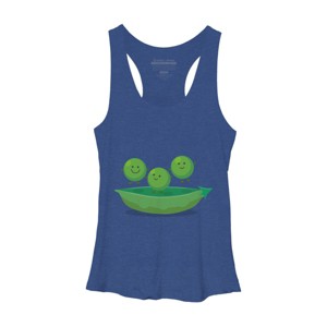 Women's Design By Humans Cute jumping peas in pod cartoon illustration By thefrogfactory Racerback Tank Top - 1 of 3