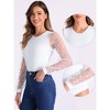 Allegra K Women's Clubwear Mesh Sleeves Jumpsuits Rompers Long Sleeve Bodysuit - 2 of 4