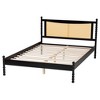 Baxton Studio Queen Okena Wood Platform Bed with Woven Rattan Black/Natural Brown: Mid-Century Design, No Box Spring Needed - 4 of 4
