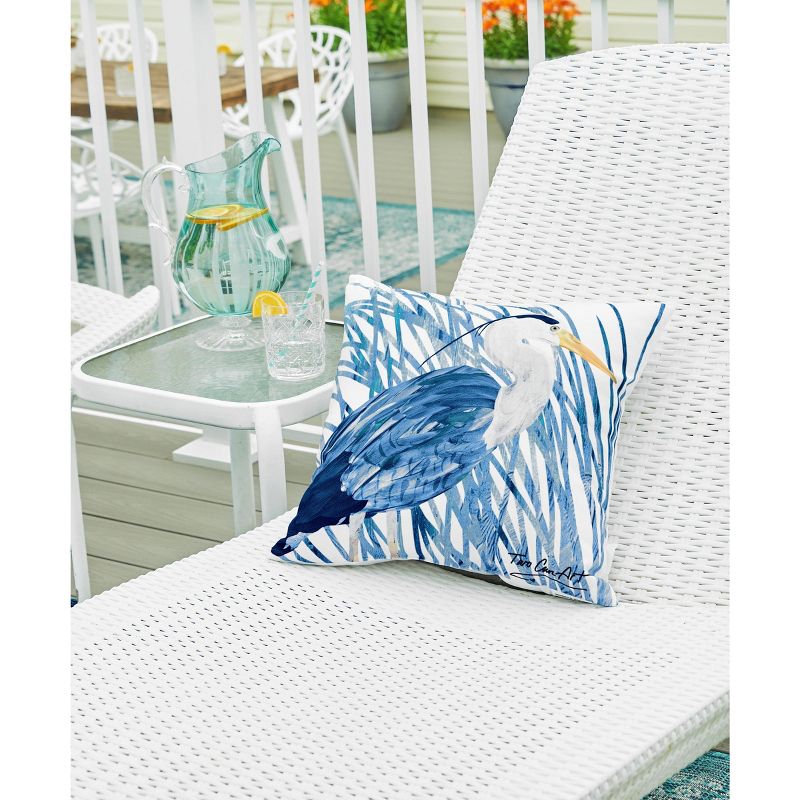 C&F Home 18" x 18" Blue Heron Coastal Indoor/Outdoor Decorative Throw Pillow, 5 of 11