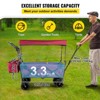 VEVOR Extra Large Collapsible Garden Cart with Removable Canopy, Folding Wagon Utility Carts with Wheels and Rear Storage, Wagon Cart, Red - 4 of 4