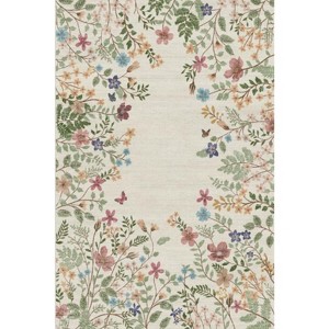 Fulvari Washable Rug,Botanical Area Rugs for Living Room,Non-Slip Soft Rug for Bedroom, Vintage Low Pile Dining Room Floral Rug Carpet - 1 of 4