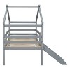 MATEERTY Twin Loft House Bed with Slide, Safety Guardrails, House Roof Frame, Gray - 4 of 4