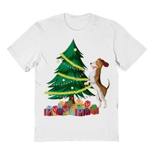 Rerun Island Men's Christmas Tree Dog Short Sleeve Graphic Cotton T-Shirt - 1 of 1