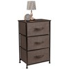 Sorbus Nightstand with 3 Drawers - Steel Frame, Wood Top & Easy Pull Fabric Bins - Perfect for Home, Bedroom, Office & College Dorm - 3 of 4