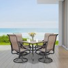 Outsunny 5 Piece Garden Patio Dining Furniture, Outdoor Conversation Set, Dinner Table with Umbrella Hole, 4 Rocking Swivel Chairs, Coffee Bean Brown - 2 of 4